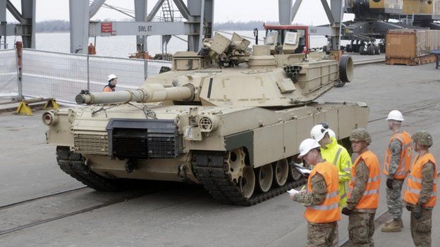 Abrams tank in Riga (9 March)