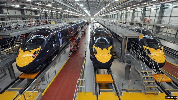 The Javelin trains in the Train Maintenance Centre in Ashford, Kent.