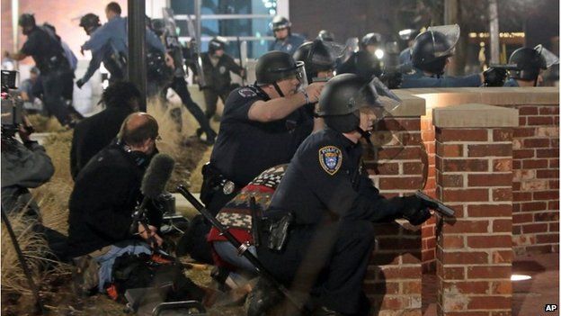 Ferguson Police Shot During Protest Bbc News 2397