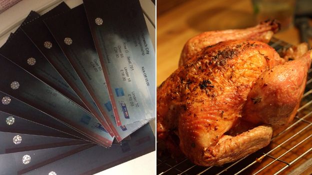 Charred football tickets and roast chicken