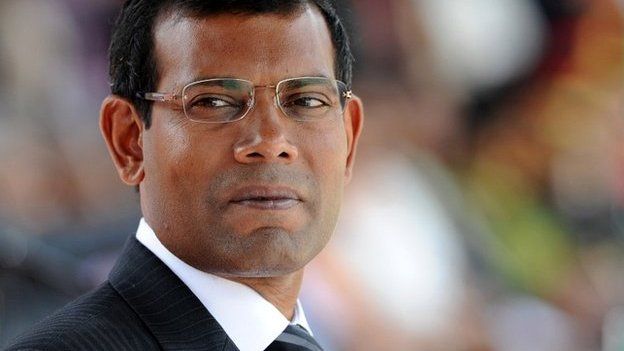 Mohamed Nasheed attends a military parade in the central Sri Lankan town of Diyatalawa - 27 December 2011