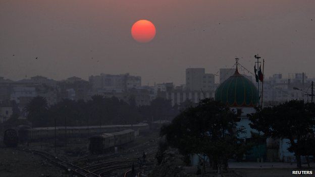 View of Karachi at sunset 31 December 2014