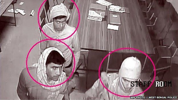 CCTV footage of three men in the Convent of Jesus and Mary in Ranaghat 15 March 2015