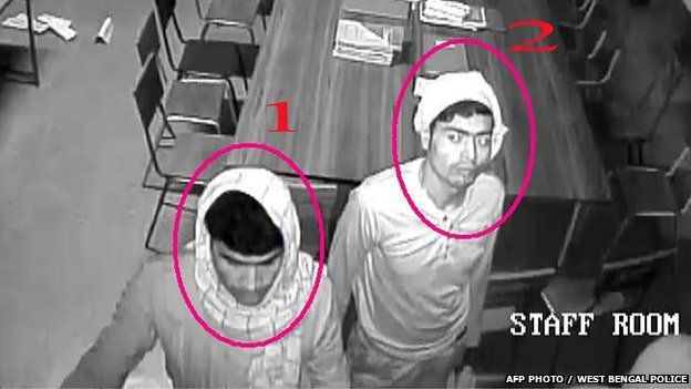 CCTV footage of two men in the Convent of Jesus and Mary in Ranaghat 15 March 2015