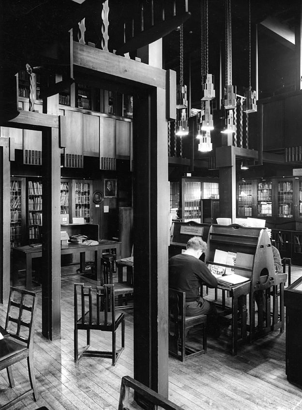 Archive image of the library in the Glasgow School of Art