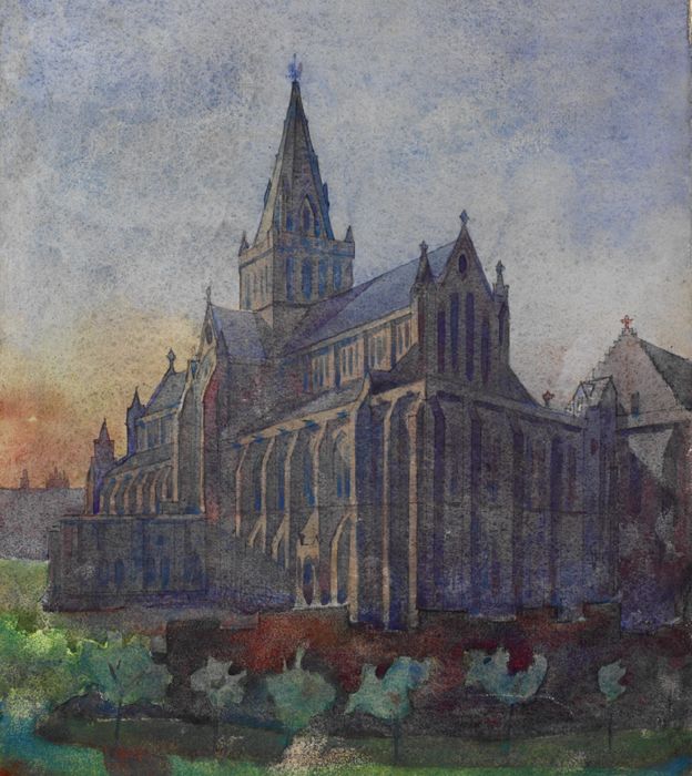 Watercolour of Glasgow Cathedral by Charles Rennie Mackintosh