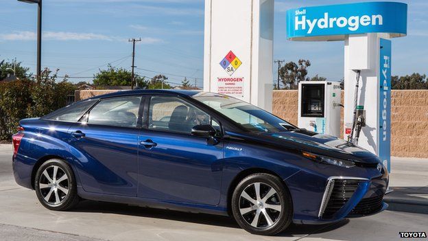 Toyota Mirai at hydrogen filling station