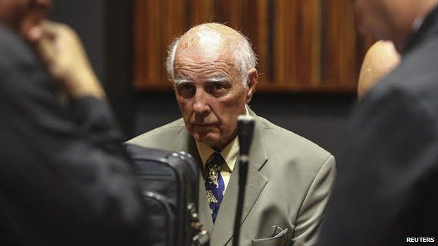 Bob Hewitt looks on ahead of court proceedings at the South Gauteng High Court in Johannesburg on 9 February, 2015