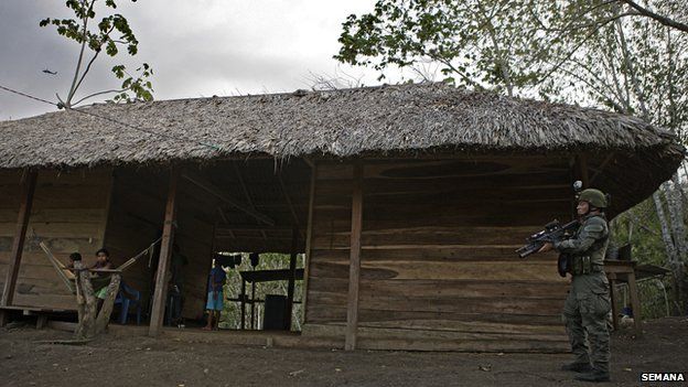 Undated picture of a hut used as a hide-out by Dairo Antonio Usuga David