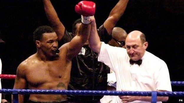 Mike Tyson after defeating Lou Savarese in 2000