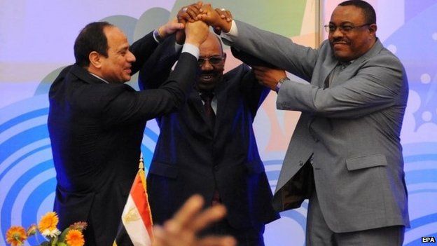 The leaders of Egypt, Sudan and Ethiopian in Khartoum on 23 March 2015