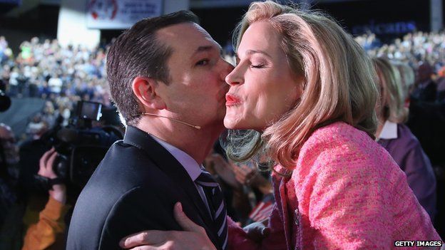 Ted Cruz kisses his wife, Heidi.