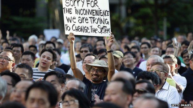 Protesters at Hong Lim Park