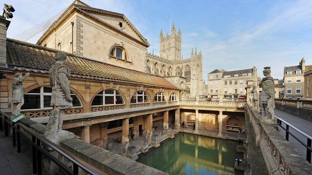 The Roman Baths, Pump Room and Bath Abbey in the background