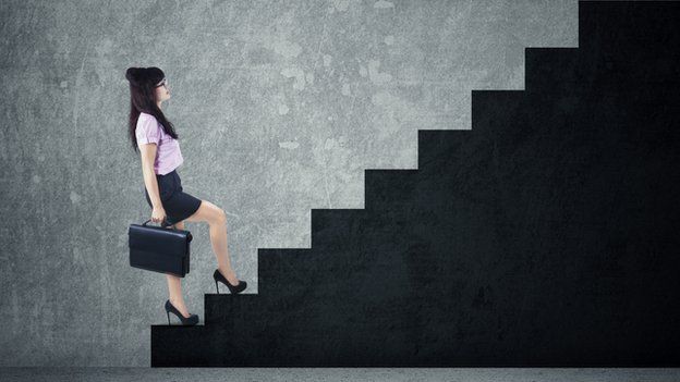 woman climbing stairs
