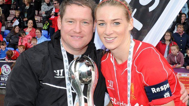 Liverpool Ladies boss Matt Beard (left) and Gemma Bonner