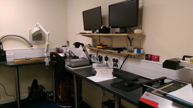 Mobile phone laboratory at Derbyshire Police headquarters