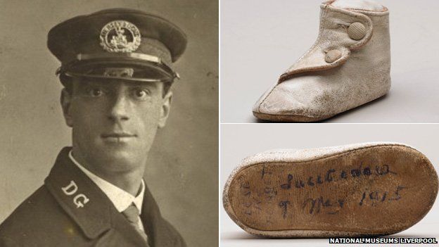 Able Seaman Joseph Parry and baby's shoe