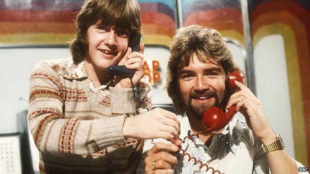 Noel Edmonds on Multi-coloured Swap Shop with sidekick Keith Chegwin