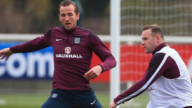 England strikers Wayne Rooney (right) and Harry Kane