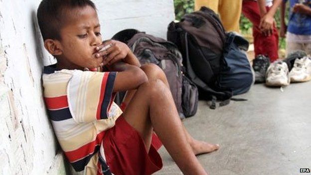 Child smoker in Sukabumi, Indonesia (March 2012)