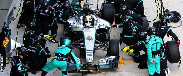 Lewis Hamilton in the pits