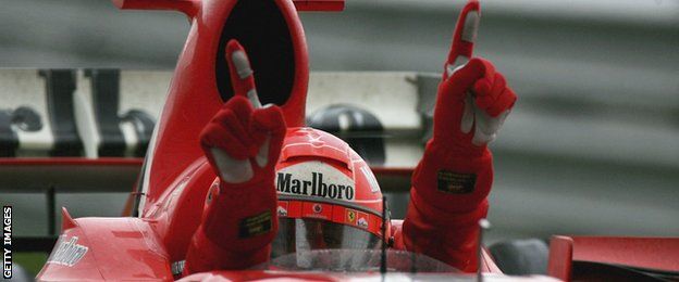 Schumacher celebrating for Ferrari