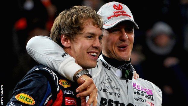 Sebastian Vettel and Michael Schumacher