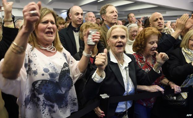 UMP supporters celebrate results of the French local elections, France, 29 March 2015