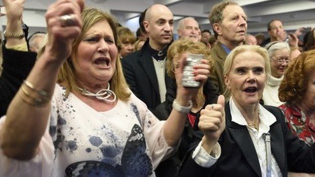 UMP supporters celebrate results of the French local elections, France, 29 March 2015