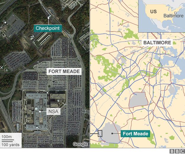 Map of Fort Meade and NSA