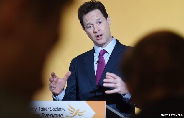 Britain's Liberal Democratic Party leader Nick Clegg speaks during a press conference in London