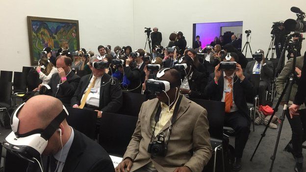 Delegates at Davos watch Clouds over Sidra