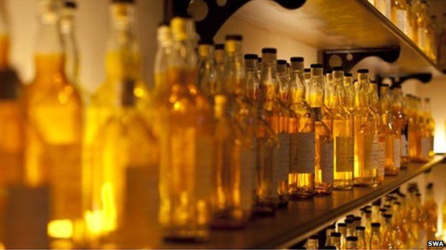 Rows of whisky bottles
