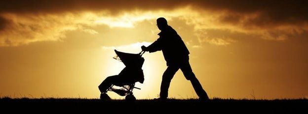 Father and pushchair
