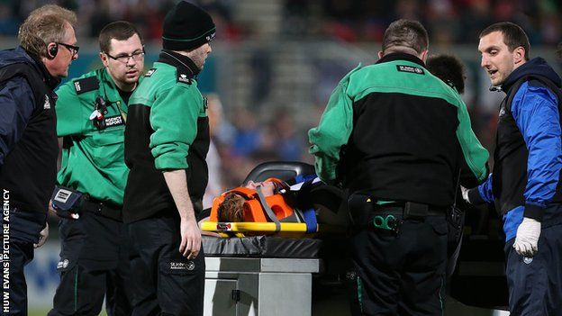 Rhys Patchell stretchered off