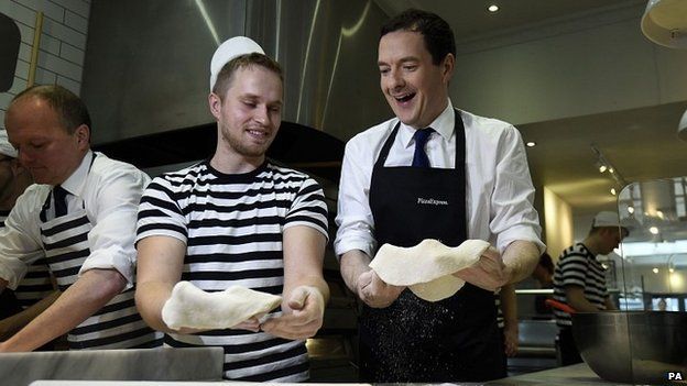 Chancellor George Osborne on a visit to a Pizza Express outlet in Hove