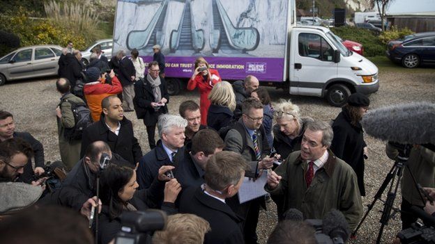 Nigel Farage launches UKIP's campaign poster on immigration