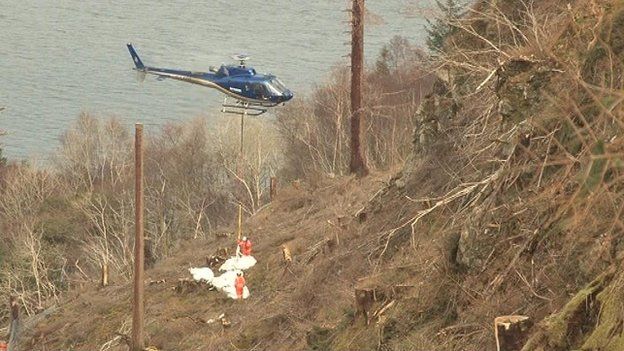 Helicopter involved in forestry work