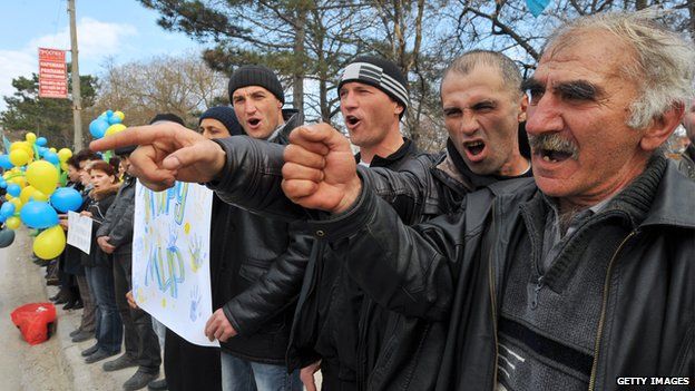 Crimean Tatars demonstrating