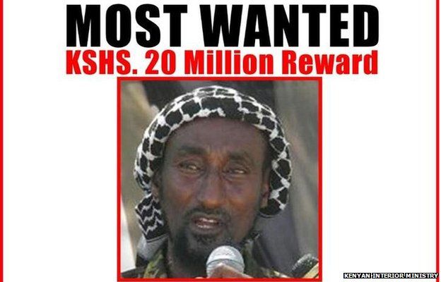 A photo uploaded by the Kenyan interior ministry a most wanted notice for Mohamed Kuno