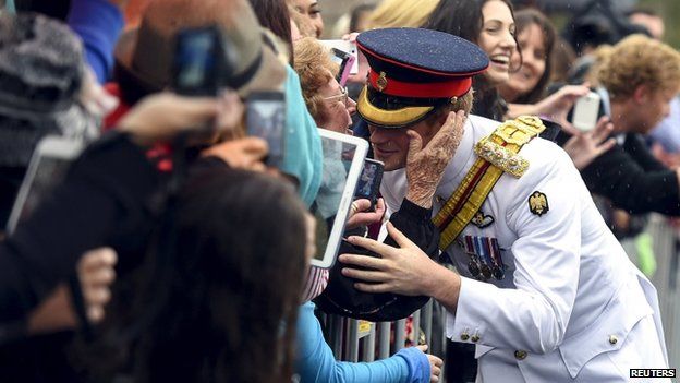 Prince Harry meeting a crowd in Australia