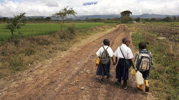 Children going to school in Tanzania