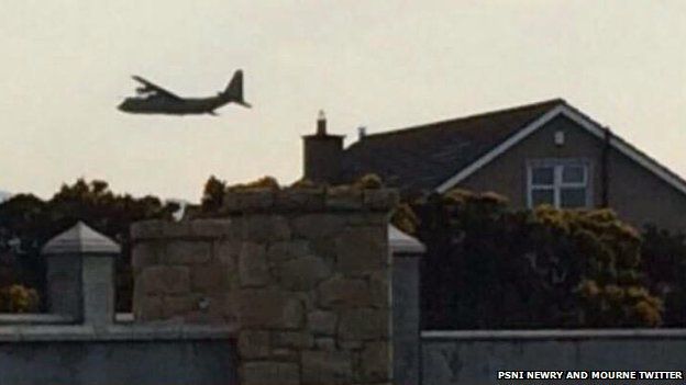 The PSNI posted this picture of the plane flying low over Newry, after appealing for photos on Twitter