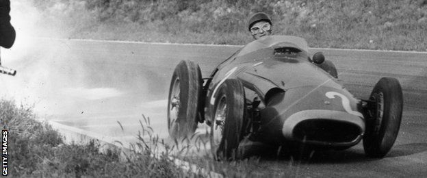 Juan Manuel Fangio at his favoured hunting ground - Monza