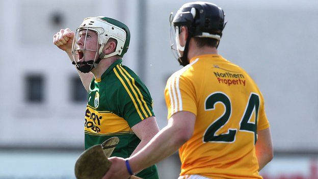 Daniel Collins shows his delight after scoring a Kerry point