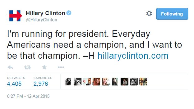 Tweet from Hillary Clinton