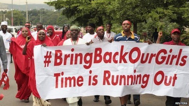 Campaigners in Abuja march during a rally for the release of the schoolgirls abducted by Boko Haram. Photo: 17 October 2014
