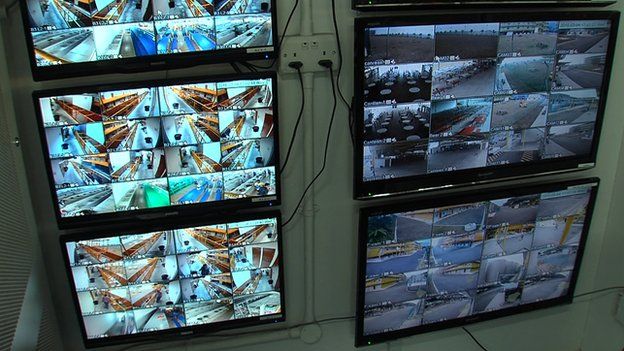 CCTV monitoring station at Tuas View Dormitory