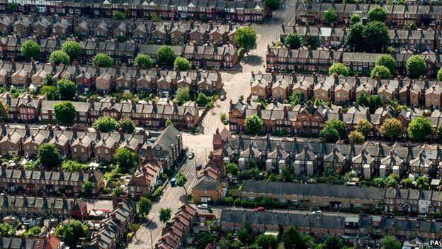 Aerial view of houses in north London